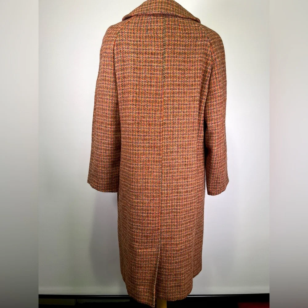 Vintage 60s/70s Harris Tweed Women’s Wool Overcoat Houndstooth Tar-Shire Mod - Picture 6 of 16
